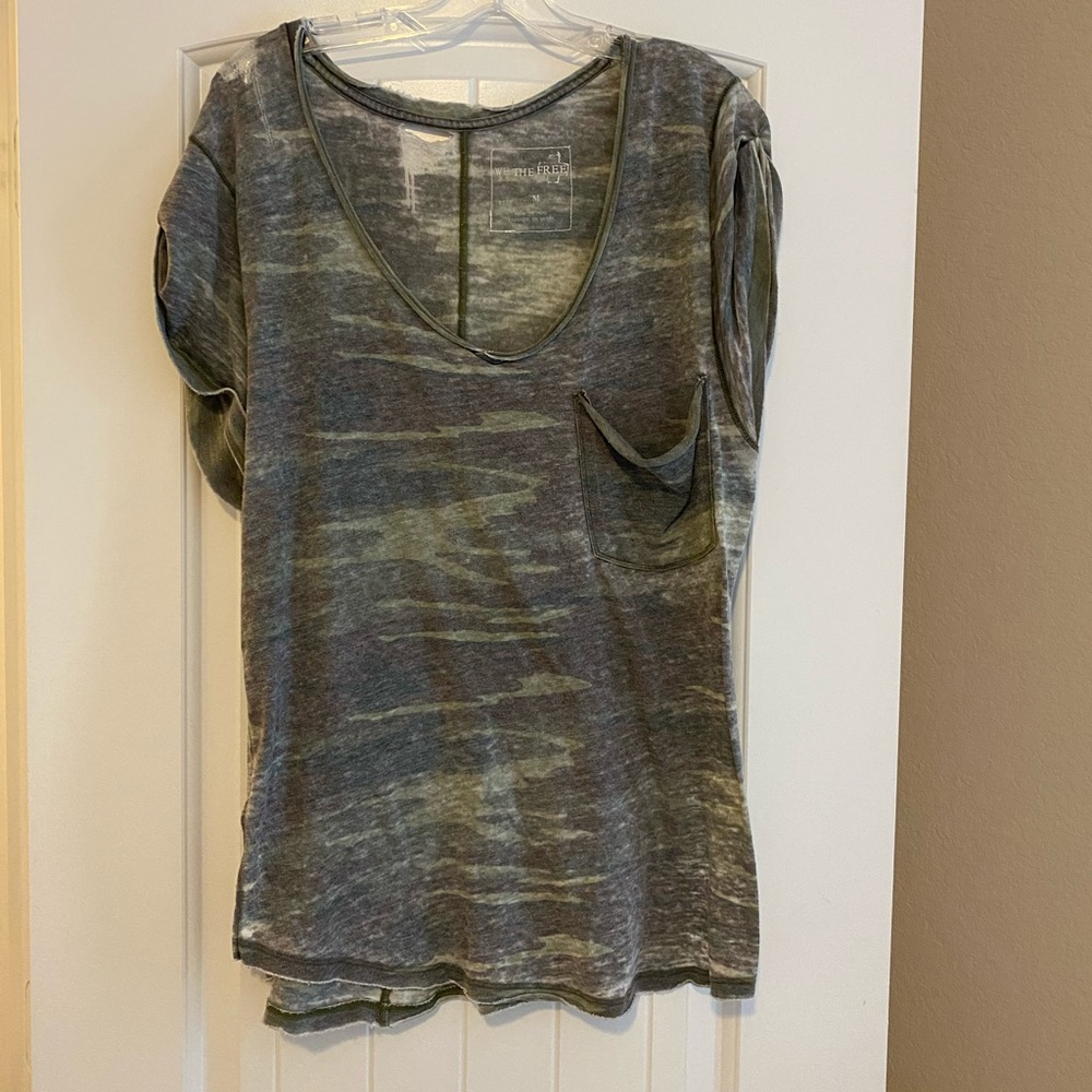 Free People Camo pocket tee